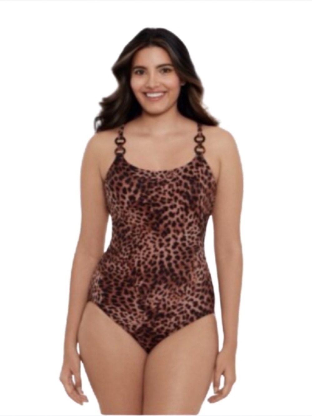 Time and Tru Leopard Print One-Piece Swimsuit - Brown/Black Summer Beach